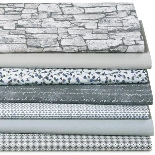 Patchwork- und Quiltpaket "Stonegrey", grau/weiß