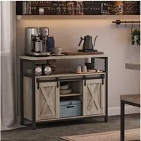 VASAGLE Sideboard Küchenschrank, Aufbewahrungsschrank, mit 2 Schiebetüren, 33 x 100 x 80 cm, verstellbare Ablagen