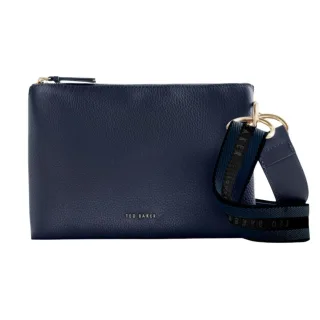 Ted Baker Darceyy Marken-umhängetasche Aus Dunkelblauem Leder Mit Webband