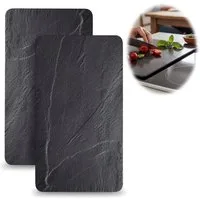 LS-LebenStil Schneide- und Abdeckplatte Herdabdeckung für Ceranfeld Schiefer Look Spritzschutz Schneidbrett, Glas, (Granit Optik Style, 2 tlg., ESG Sicherheitsglas Glasschneidebrett Schneidebrett Herdabdeckung), Set Kochfeld Abdeckung Glaskeramikfeld