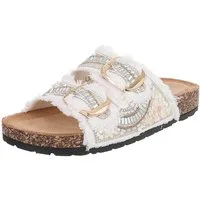 Ital-Design Damen Pantolette mit Schnallen und Komfortfußbett Pantolette (91742229) Flach Pantoletten in Weiß