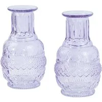 Levandeo® Dekovase, 2er Set Vase Violett Transparent Glas Lila Dekovase Blumenvase