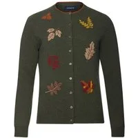Highmoor Strickjacke Strickjacke mit Blatt-Stickereien