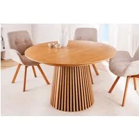 riess-ambiente Esstisch VALHALLA WOOD 120-160-200cm natur · Küchentisch aus Eichen-Massivholz (Einzelartikel, 1-St), mit stabilem Säulenfuß & Einlegeplatten · rund oder oval · 8 Personen