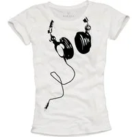 MAKAYA T-Shirt Kurzarm Damen Top Musik Hip Hop Rock Band Print Aufdruck Damenshirt (Schwarz, Weiß) mit Frontprint