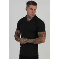 Siksilk T-Shirt SikSilk Herren Schwarzes Revere-Polo