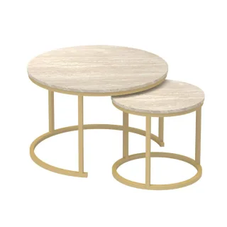 Calicosy Beistelltischen, Gold, Holzwerkstoff, 70x45.5x77.5 cm, Wohnzimmer, Wohnzimmertische, Couchtische