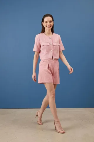 Baumwoll-Popeline Hemd- und Shorts-Set