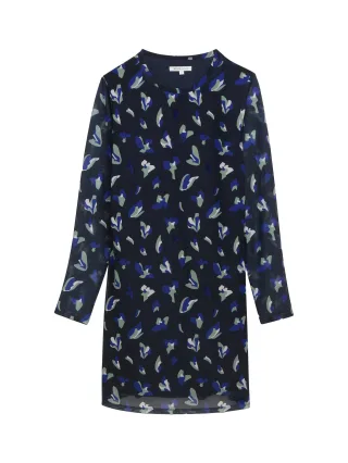 Denim Tom Tailor - Gemustertes Mesh Minikleid abstract navy floral print - Gr. - S