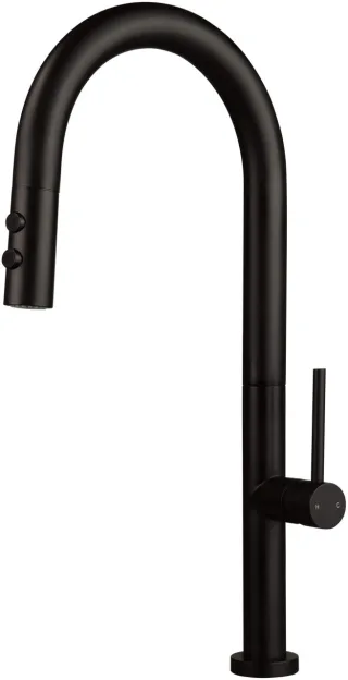 Neuesbad Serie 680 Spültischarmatur mit U-Auslauf und Ausziehbrause, Schwarz NB1DEBQON72M1