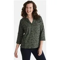 STOOKER WOMEN 3/4-Arm-Shirt MARIE Print Shirt Bluse 3/4-Arm Regular Fit Shirt Bluse Baumwolle Shirt Knopfleiste für Damen