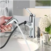 LuxusKollektion Waschtischarmatur Wasserhahn Bad Einhebelmischer Ausziehbar Brause Chrom 2 Strahlarten
