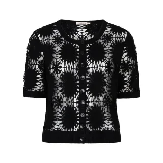 Esqualo - Gehäkelte Strickjacke schwarz - Gr. - S