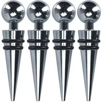 Koopman Flaschenverschluss Flaschenstöpsel Metallverschluss Edelstahl 4 er Set, (Set, 4-tlg., Packung), 4 tlg, Silikonringe, Edelstahl, 10cm, Standartgröße
