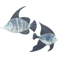 Home-trends24.de Wanddekoobjekt Metall Deko Fisch blau Maritim Wanddeko Figur Objekt 2er-Set (2 St)