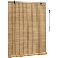 Rollo, Woltu, blickdicht, Mit Bohren, Bambusrollo Sonnenschutz Seitenzugrollo, für Fenster Tür Terrasse