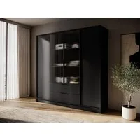 Compleo Drehtürenschrank mit geriffelten Glastüren, Designer Schrank KALS