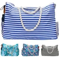 Mutig Strandtasche Große Strandtasche mit Reißverschluss, wasserdicht & sanddicht (Damen Umhängetasche / Tragetasche / Shopper, itness- & Reisetasche für Strand, Pool), Urlaub & Reisen, Familie