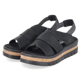 Rieker Sandalen - Gr. 36 - Schwarz - Synthetik