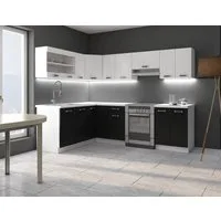 Küchen-Preisbombe Winkelküche Omega 170x250 cm Küche Küchenzeile Küchenblock Eckküche Schwarz + Weiß