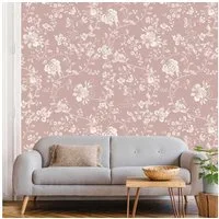 Bilderdepot24 Vliestapete Vintage Blumenranken Altrosa Muster Floral Landhausstil Wanddeko, Glatt, Matt, (Vliestapete inkl. Kleister oder selbstklebend), Wohnzimmer Schlafzimmer Küche Flur Fototapete Motivtapete Wandtapete