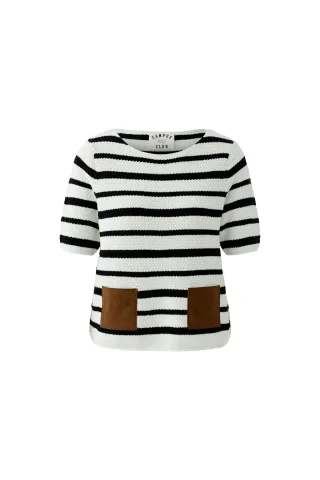 Oui - Pullover white black - Gr. - 36