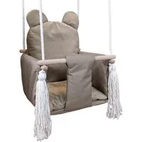 Pamek Einzelschaukel Suße Kinderschaukel Babyschaukel mit Gurt Schaukel Holz Geschenk, Dicke Metallringe zum aufhängen.