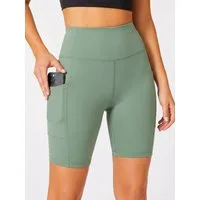 FemmeTone Radlerhose High Waist Biker Shorts – Damen Sporthose mit Tasche Elastische kurze Leggings – Fitnesshose für Training, Yoga & Workout