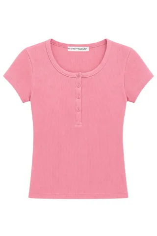Baumwoll-Fitted Knopftanktop