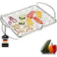 bremermann Grillguthalter Grillkorb dehnbar // Edelstahl // 29,7 x 21,4 cm, Edelstahl, (1-St), mit Klemmverschluss
