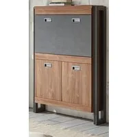 Furn.Design Sekretär Auburn (Schreibtisch in Eiche und grau, Industrial Design, 90 x 127 cm), viel Stauraum, mit Dämpfung