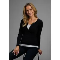 Flashlights 2-in-1-Langarmshirt figurbetonte Passform, Rundhalsausschnitt, elastisches Material