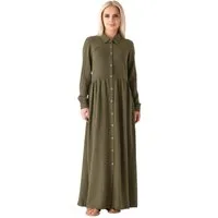 WENOR Sommerkleid Musselin Maxikleid 100% Baumwolle, mit Knopfleiste, 145 cm Modest hoher Tragekomfort, blickdicht, figurumspielend