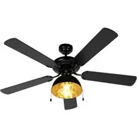 Qazqa Deckenventilator Magna licht88, QAZQA Decken­ventilator, e27, Schwarz, Stahl, Industrie
