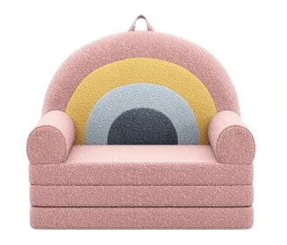 2-in-1 Foldable Toddler Couch, Comfy Kids Chair for Reading, Playroom, Kids Couch Sofa for Girls Boys Birthday Gift, Blu