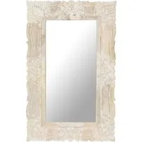 vidaXL Spiegel Spiegel Weiß 80x50 cm Massivholz (1-St)