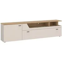 Lomadox Lowboard CARMONA-129, 126 cm breit in Kaschmir & Eiche, 1 Tür, 1 Klappe, 2 offene Fächer
