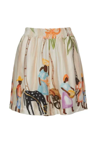 bsb - Weit geschnittene Shorts mit hohem, elastischem Bund beige - Gr. - M