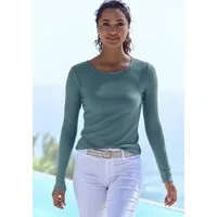LASCANA Langarmshirt in modischer Piqué-Optik aus luftiger Qualität mit Viskose
