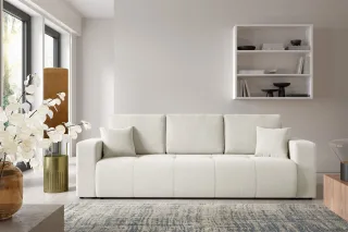 Sofa 3-Sitzer mit Schlaffunktion AUGUSTO in Stoff Wind Creme