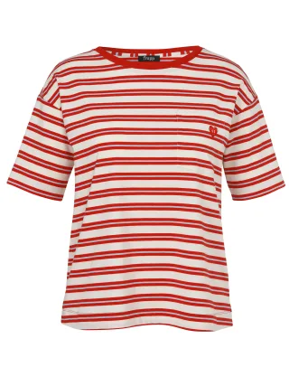 Frapp - T-Shirt Rundhals 1/2 Arm Ringel red multicolor - Gr. - 46