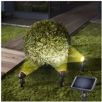 esotec Gartenstrahler 3er SET Solarspot TRIO für Wand und Boden, warmweiß 3500K außen 102540, LED fest integriert