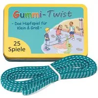 GLÜCKSWOLKE Hüpfspielzeug Gummitwist + Buch mit 25 Spiele I Outdoor Spielzeug draußen, (Hüpfgummi, Gartenspiele), für Kinder ab 6, 7, 8, 9, 10 Jahre I Gummi Twist für Junge & Mädchen