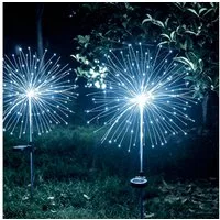 Salcar LED Solarleuchte 2er 180 LED Solarlampe Feuerwerk Gartenleuchte Weihnachtsdeko, 8 Modi Solarleuchten für Garten Außen LED Feuerwerk Licht mit Erdspieß