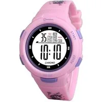 K&L Wall Art Digitaluhr Rosa Kinder Armbanduhr Einhorn Silikonuhr für Mädchen, Licht, Wecker, Wochentag, Stoppuhr, Silikonarmband, 3ATM
