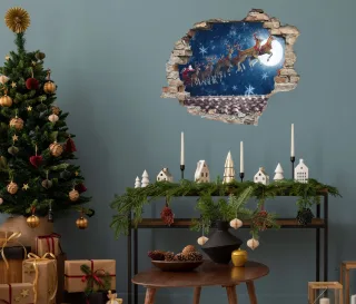 queence 3D-Wandtattoo "Rehntiere am Himmel" selbstklebender Wandsticker Weihnachten