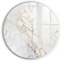 Tulup Wanduhr Glasuhr Marmor Dekorative Runde Uhr aus Gehärtetem Glas Glaswanduhr