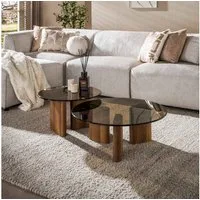 Sitheim-Europe Couchtisch TINTO rund Couchtisch Set aus 2 / Bronzefarbenes Glas (2er Set)