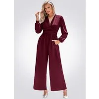 Cupshe Culotte-Overall Eleganter Samt-Jumpsuit in Burgunderrot