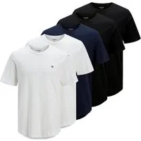 Jack & Jones T-Shirt Tee SS Crew Neck 5PK mit kleinem Logo auf der linken Brust